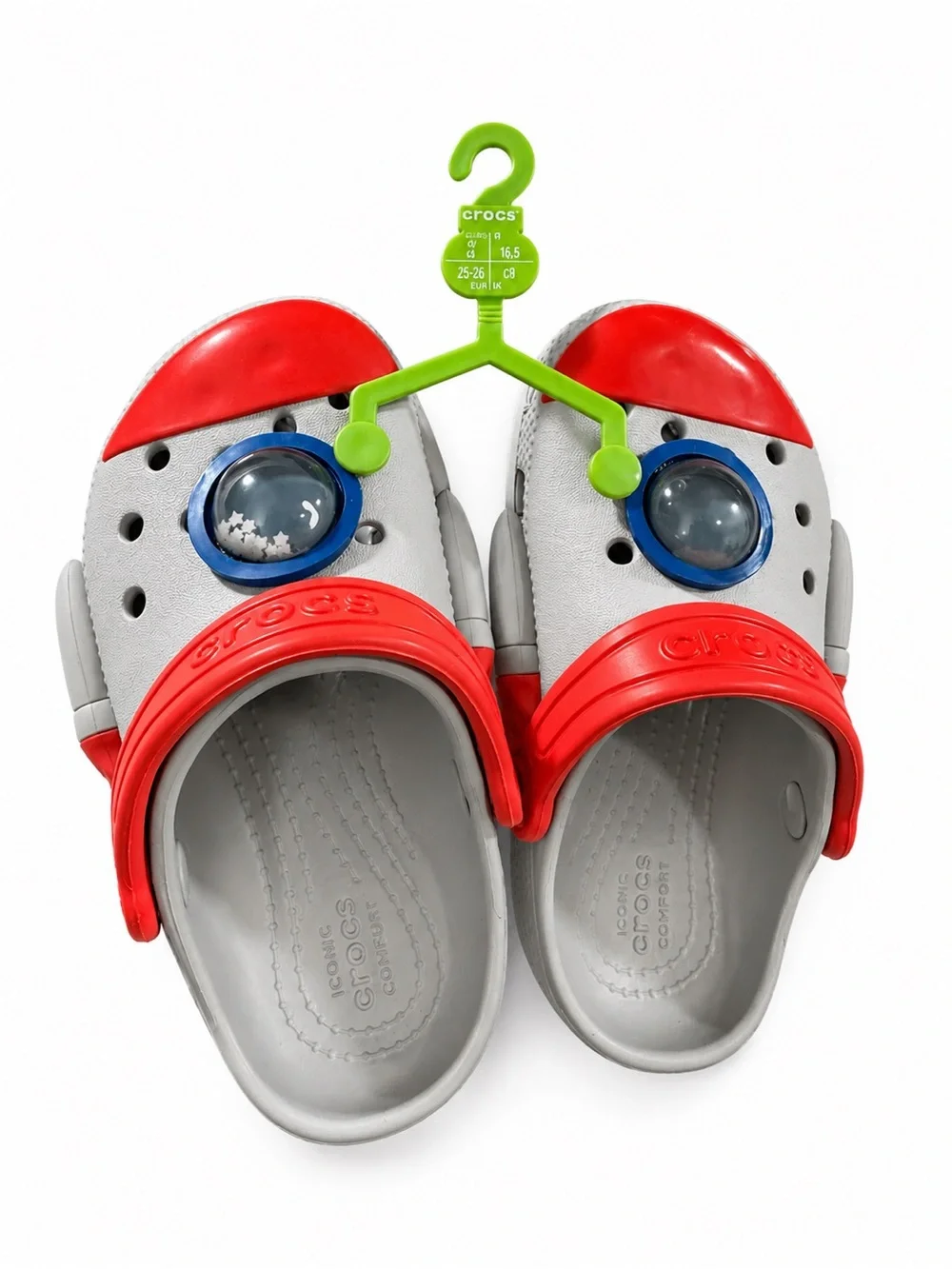 Crocs Classic Rocket Ship Clogs Kids NWT Size C9 Gray Red